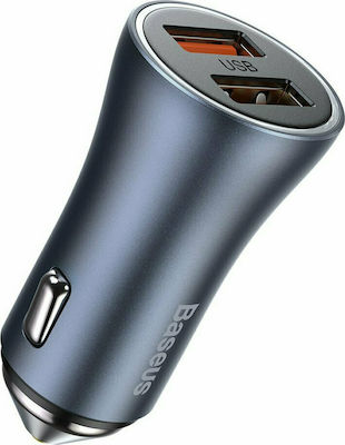 Baseus Car Charger Gray Total Intensity 3A Fast Charging with Ports: 2xUSB