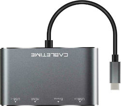 Cabletime C160 USB-C Docking Station με HDMI 4K PD Ethernet