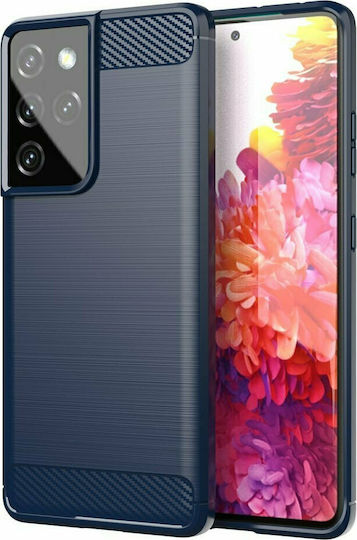 Hurtel Carbon Flexible Umschlag Rückseite Silikon Blau (Galaxy S21 Ultra 5G)