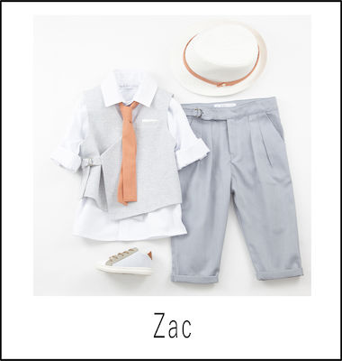 Bambolino Boys Baptism Suit with Vest Zac 6pcs Gray