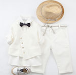 Bambolino Boys Linen Baptism Suit with Vest Oscar 6pcs White