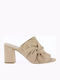 Chunky Heel Mules Beige 1-1-27234-20 246