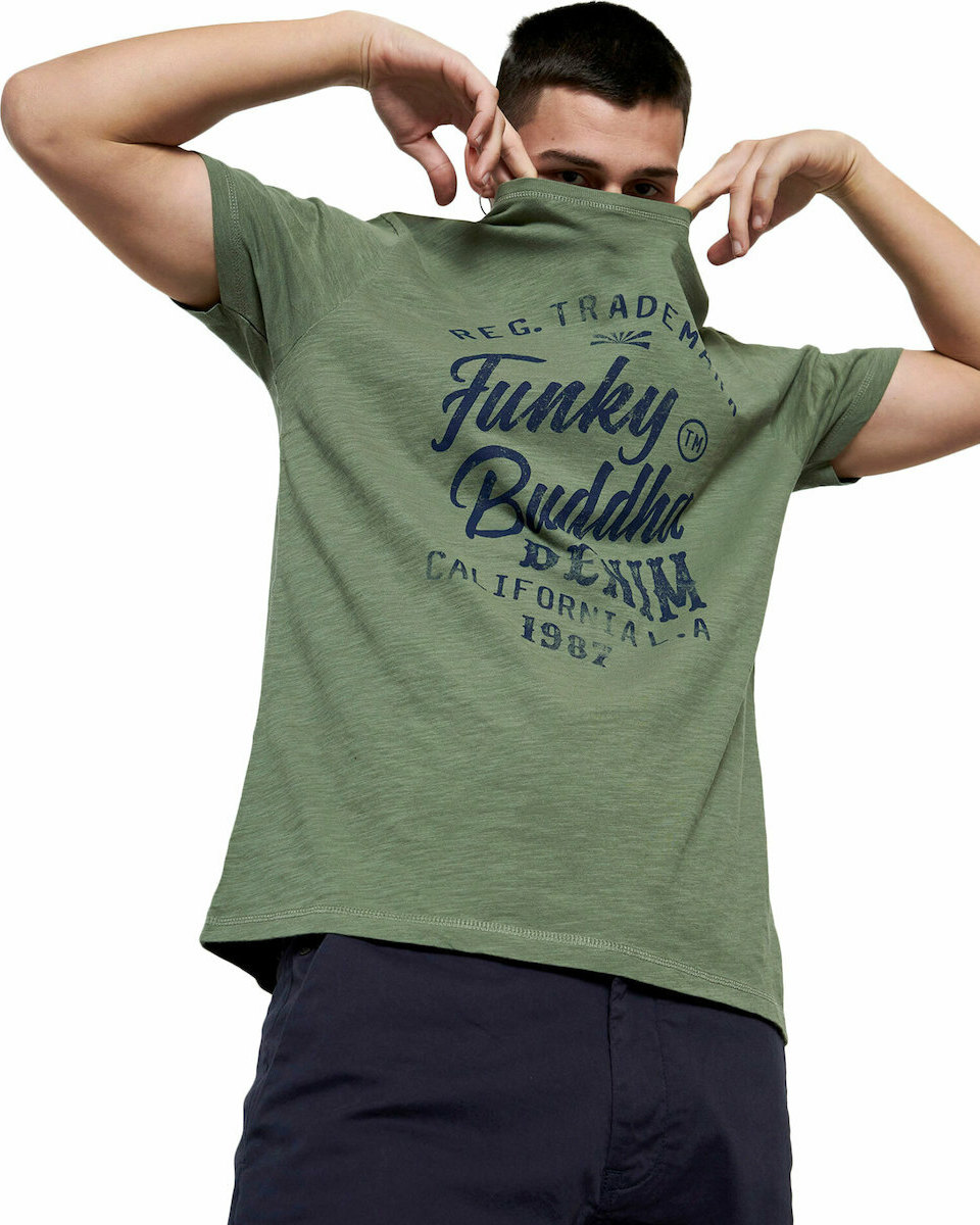 Funky Buddha FBM00301604 Ανδρικό Tshirt Χακί Με Στάμπα Skroutz.gr