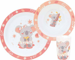 Ango Feeding Set Koala made of Plastic Pink 3pcs for 6+ months