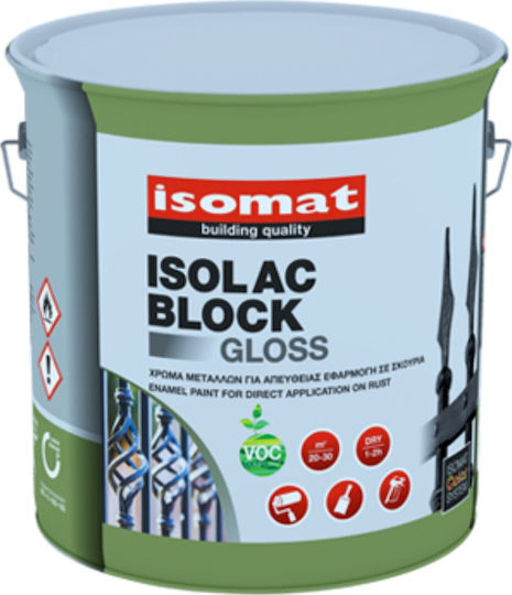 Isomat Χρώμα Αντισκωριακό Isolac Block Gloss 0.750lt Λευκό Γυαλιστερό