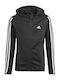 Adidas Girls Athleisure Hooded Sweatshirt Designed To Move with Zipper Black