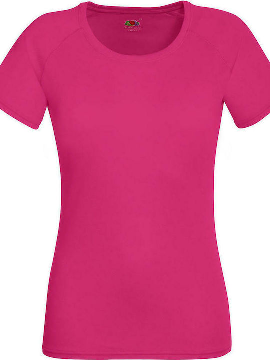 Fruit of the Loom Performance T Femeiesc Tricou Promotional Mânecă Scurtă în Fuchsia Culore