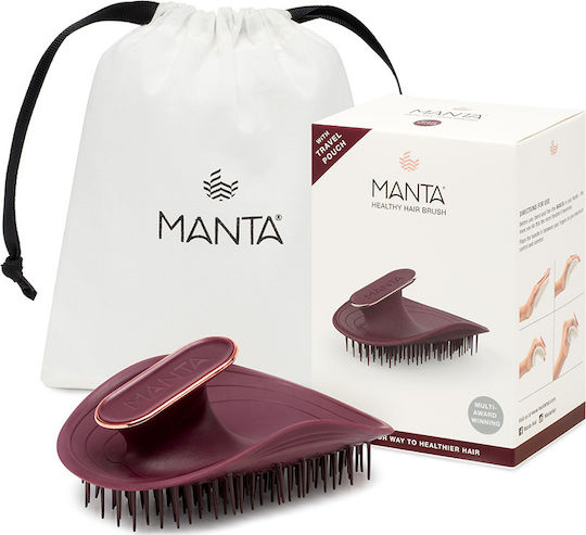 Manta Healthy Hair Brush Ultra Gentle Гребен Коса за Разплитане Бордо