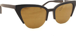 Zeus & Dione Cleo Sunglasses Μαύρα with Acetate Frame & Brown Lens