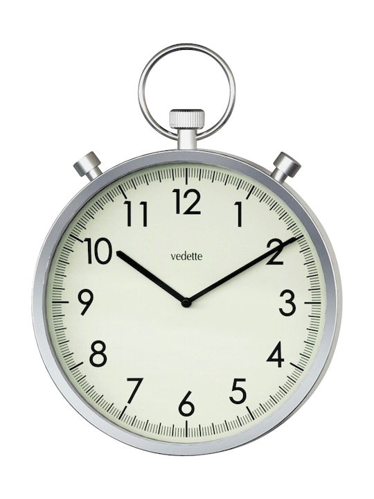 Silent Wall Clock Metallic Silver Ø32cm