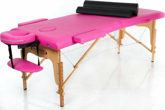Rest Pro Classic 2 + Massage Bolsters Pat Masaj și Fizioterapie Portabil/Pliabil Roz din Lemn 192x70cm