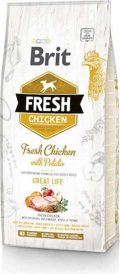 Brit Fresh Chicken Great Life 2.5kg Dry Food Grain-Free for Adult Dogs with Chicken and Potatoes