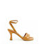 Paola Ferri Leather Women's Sandals with Ankle Strap Camel