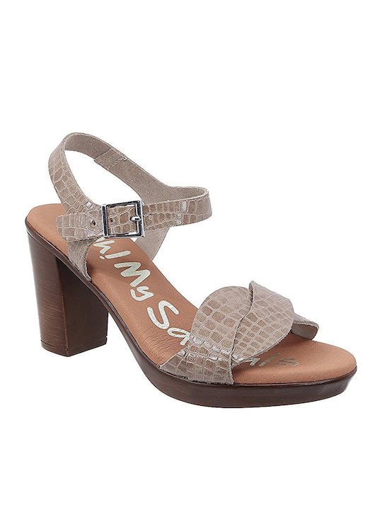 Oh My Sandals Damen Sandalen mit Chunky hohem Absatz in Gray Farbe