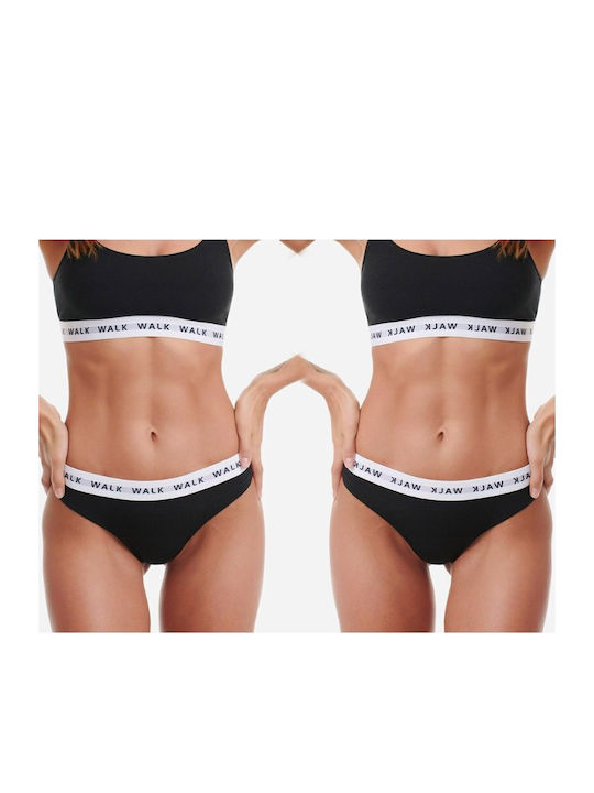Walk Βαμβακερά Femei Șir de caractere 2Pack Negre