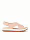 Jemsa Cross Δερμάτινα Γυναικεία Ανατομικά Σανδάλια Ροζ
