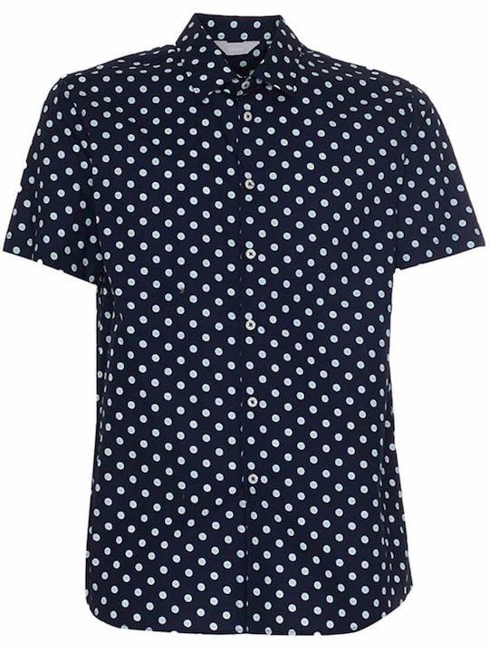 Short-sleeved Shirt Polka Dot Navy Blue