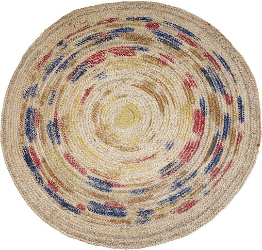 Klonaras Dipinto Handmade Rug Round Summer from Jute Beige