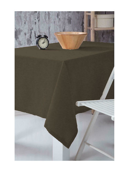 Linea Home W3688 Linen Checkered Tablecloth Καφ...