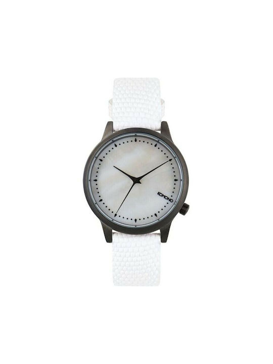 Komono Watch with White Leather Strap