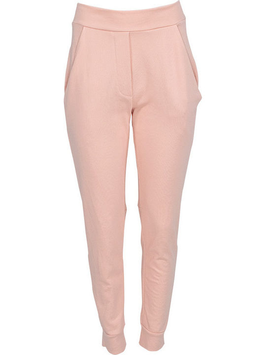 Pink Cotton Track Pants With Zippers