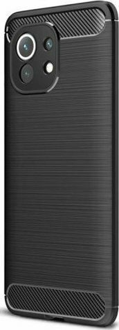 Carbon Fiber Brushed Back Cover Silicon Negru (Xiaomi Mi 11)