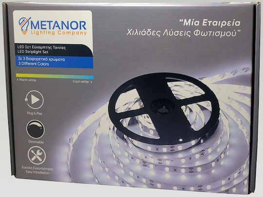 Metanor LED-Streifen 12V Kaltweiß Licht 5m Typ SMD3528 mit Netzteil