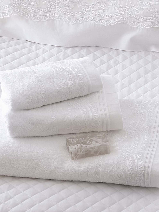 Rythmos Shiraz Set Handtücher für Bräute mit 2 Kissenbezügen White x
