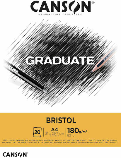Canson Μπλοκ Σχεδίου Graduate Bristol Canson A4 180gr 20φύλλα A4 21x29.7cm