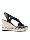 60136 Women's Leather Platform Shoes Black