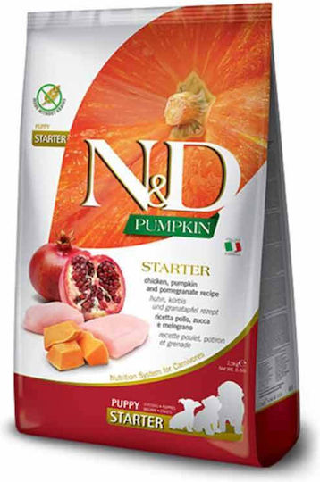 Farmina N&D Pumpkin Starter Puppy 2.5kg Dry Food Grain-Free for Small Breed Puppies with Chicken and Pomegranate