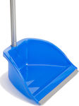 Plastic Dustpan with Rubber Band & Stick Blue
