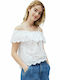 Nolita Γυναικείο Καλοκαιρινό Crop Top Off-Shoulder Βαμβακερό Κοντομάνικο Λευκό