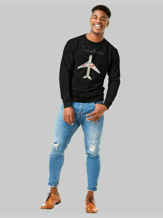 Travelholic Sweatshirt - BLACK