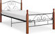 Κρεβάτι Μονό Μεταλλικό Μαύρο με Τάβλες για Στρώμα 90x200cm
