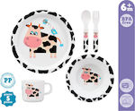 Kiokids Feeding Set Cow made of Plastic Multicolour 5pcs