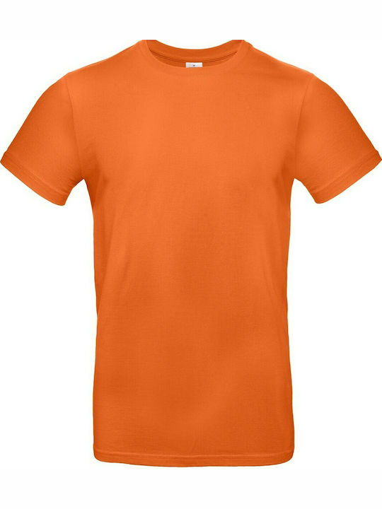 B&C E190 Ανδρικό Διαφημιστικό T-shirt Κοντομάνικο Urban Orange