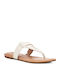 Gaila Leather Women's Flat Sandals in Beige Color