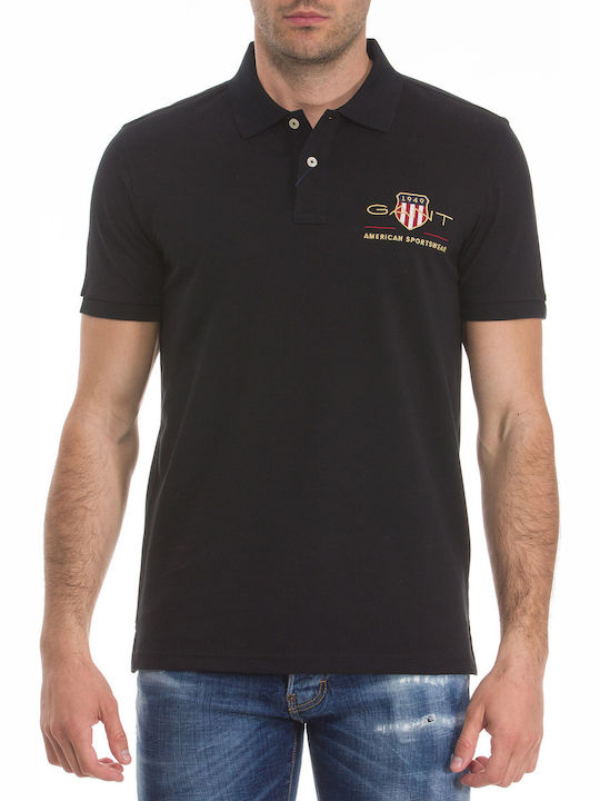 Gant Ανδρικό T-shirt Κοντομάνικο Polo Μαύρο