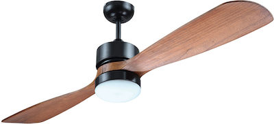 Eurolamp Ceiling Fan 132cm with Light and Remote Control Brown