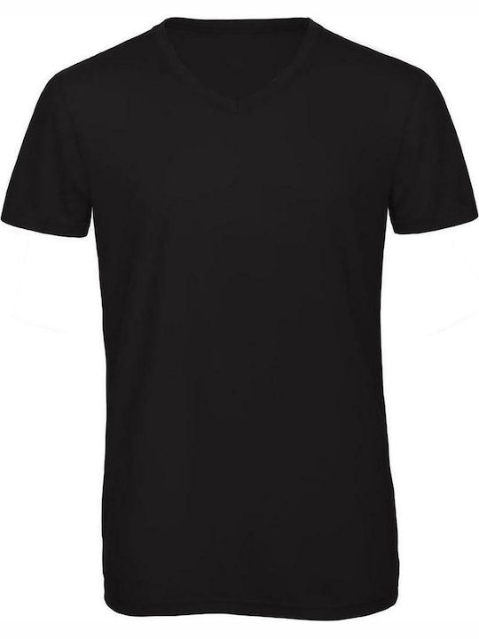 B&C V Triblend Ανδρικό Διαφημιστικό T-shirt Κοντομάνικο σε Μαύρο Χρώμα