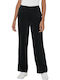 Only Women's Satin Trousers with Elastic Black