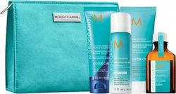 Moroccanoil Blonde On The Go Travel Set de îngrijire a părului cu Șampon, Mască, Ulei și Necesar de toaletă 5buc