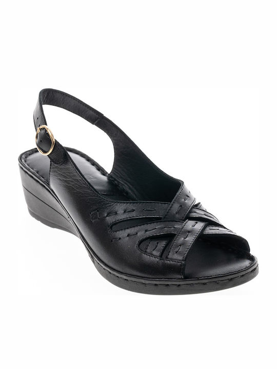 Naturelle Lilly Anatomic Women's Leather Peep Toe Platforms Black