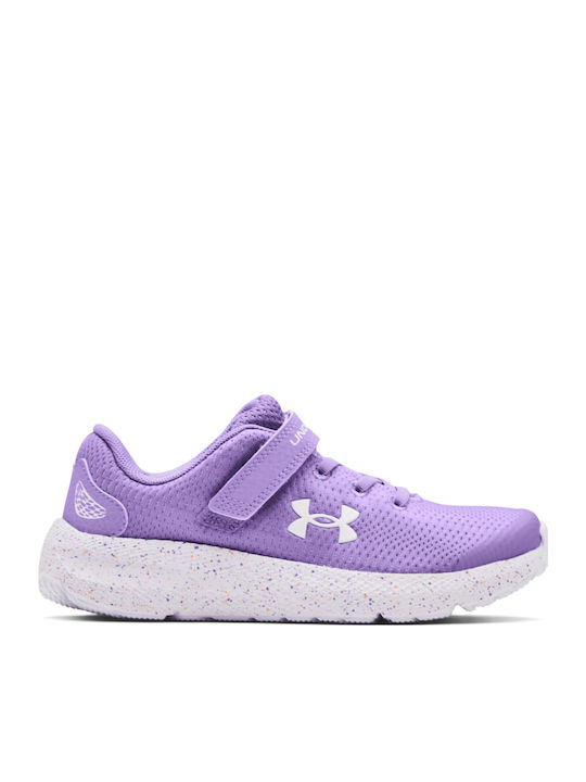Pre School UA Pursuit 2 AC Kids Sports Shoes Running with Hoop & Loop Closure Lilac