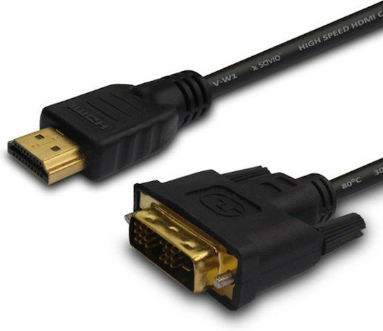 Savio Кабел DVI-A мъжки - HDMI мъжки 1.8м Черен (CL-139)
