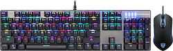 Motospeed CK888 Set Tastatură Mecanică de Gaming cu Outemu Albastru întrerupătoare și iluminare RGB & Mouse Gri