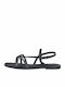 Tamaris Leather Women's Flat Sandals Anatomic in Black Color