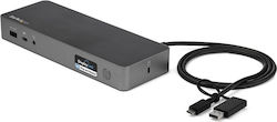 StarTech USB-C / USB-A Docking Station cu HDMI/DisplayPort 4K PD Ethernet și conectare 2 monitoare Gri (DK30C2DPPDUE)