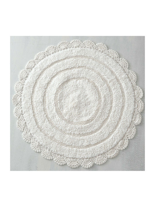 Rythmos Бански килим Памук Кръгла Opal 120-111-1810 Λευκό 01 Ф70cm